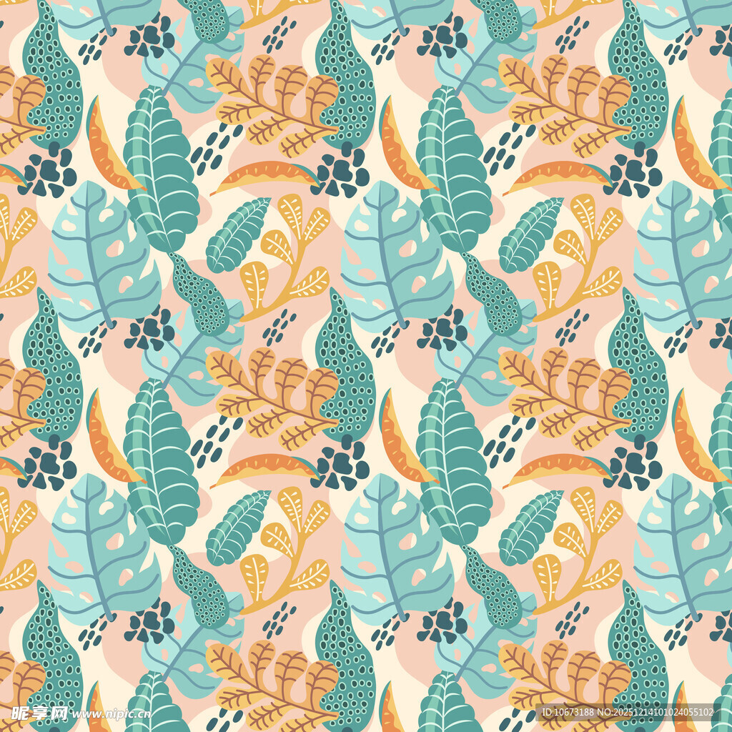 热带风鸟叶图案背景