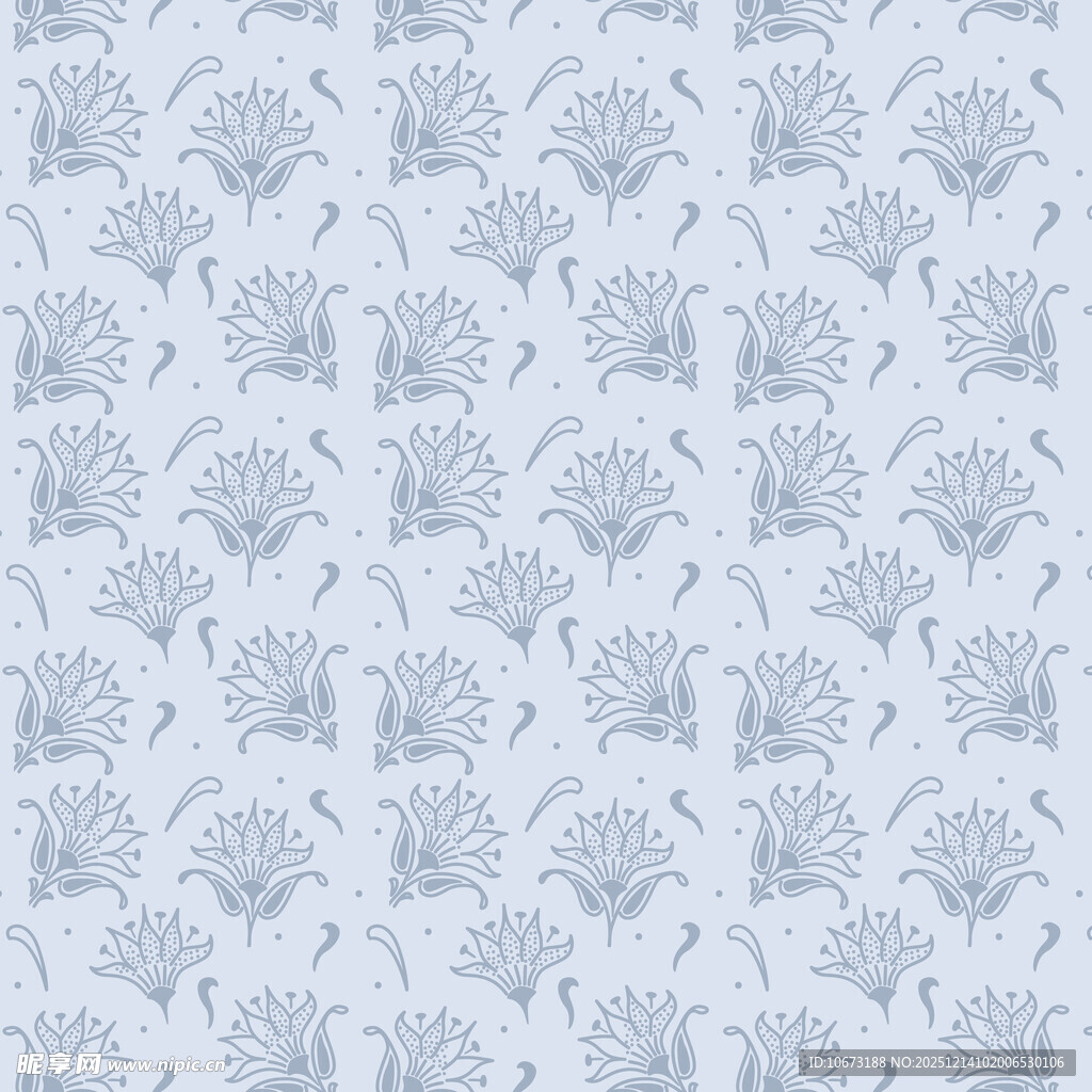 浅蓝色花卉图案布料纹理