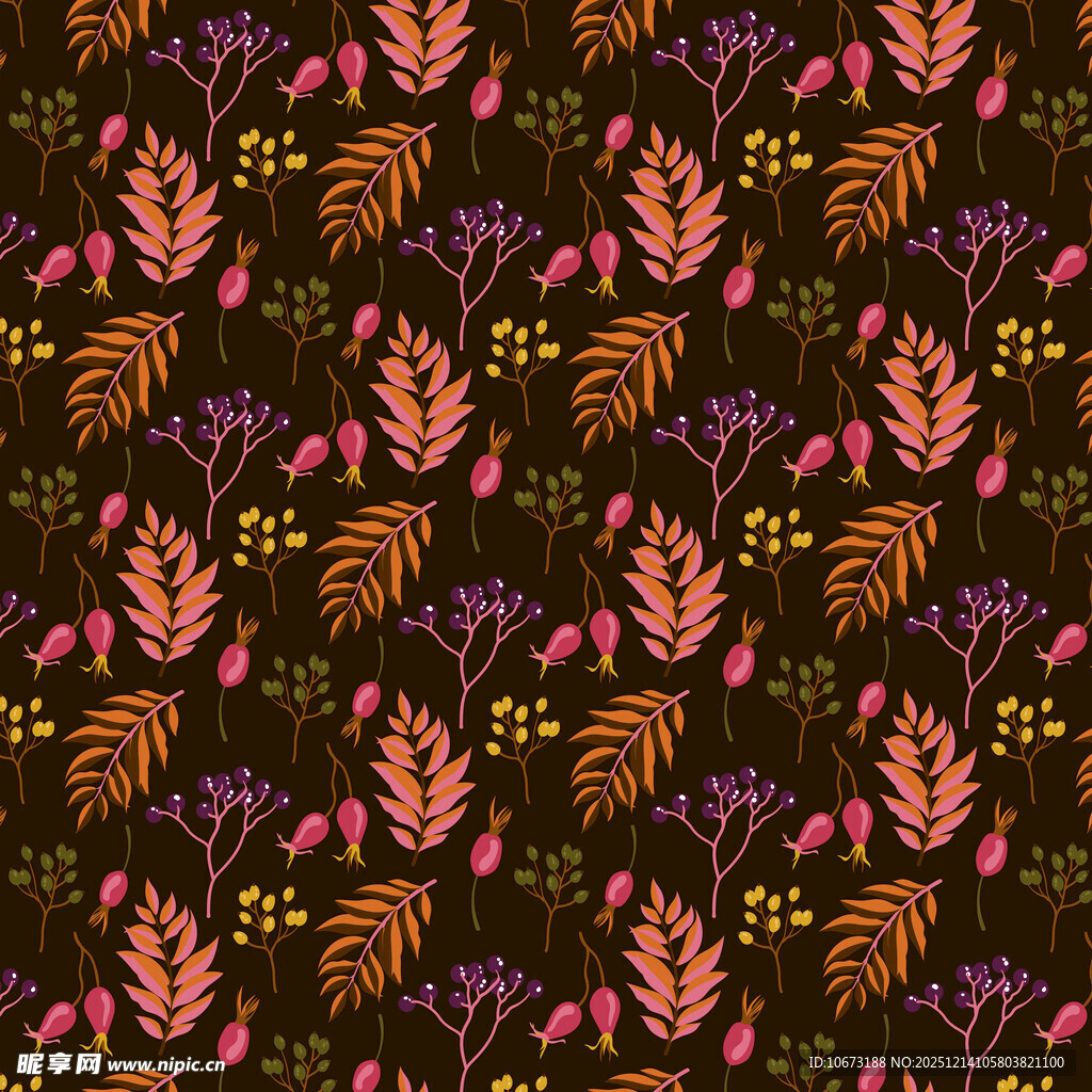秋季花卉植物图案背景