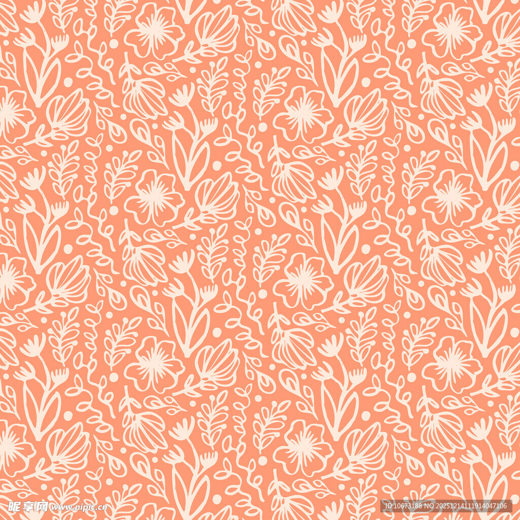 橙色花卉图案背景纹理