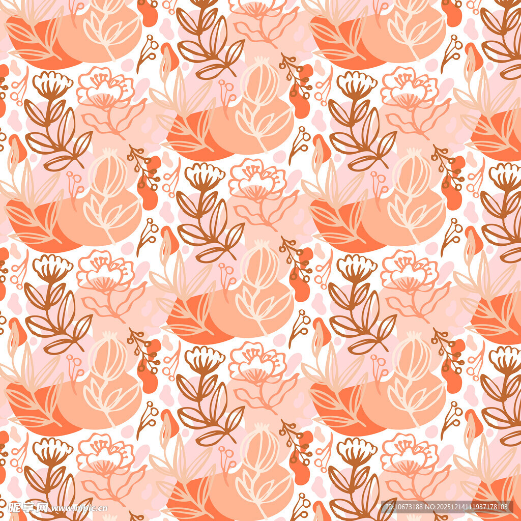 粉色花卉图案无缝背景