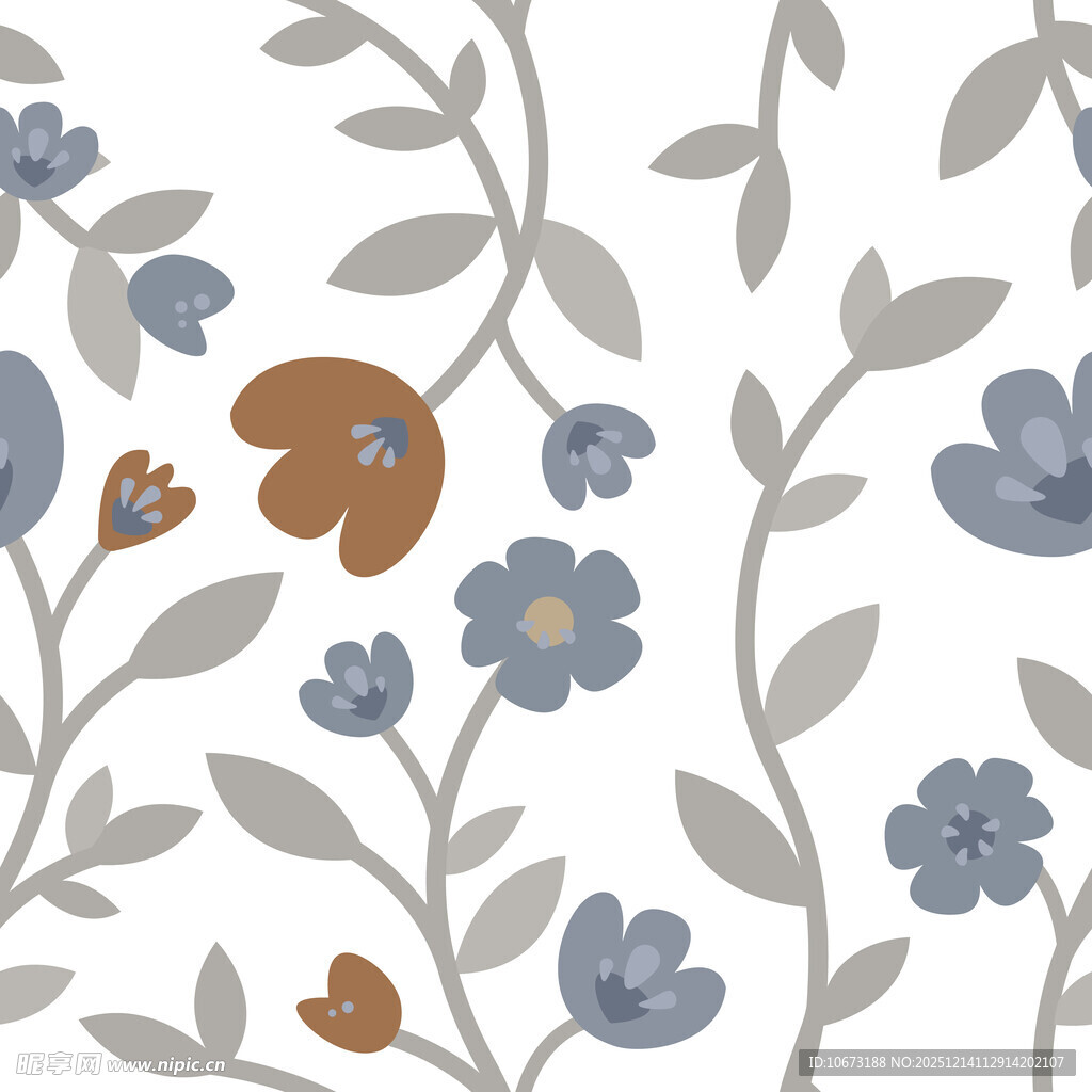 蓝棕花卉植物图案背景