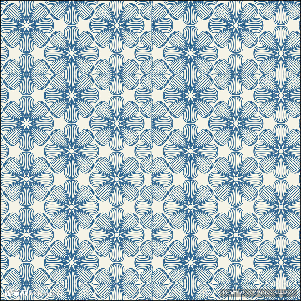蓝白几何花卉图案纹理