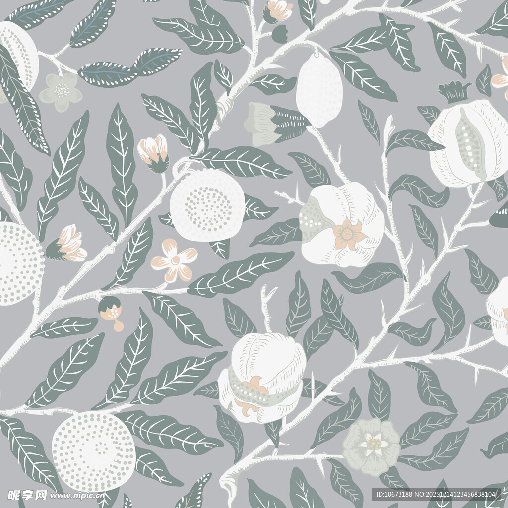 清新花卉绿植图案背景