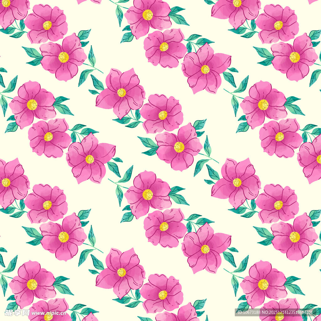 粉色花卉无缝图案背景