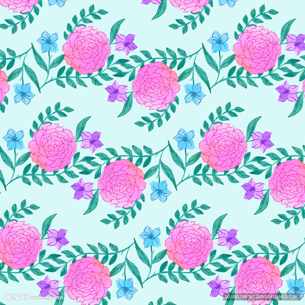 清新花卉图案无缝背景