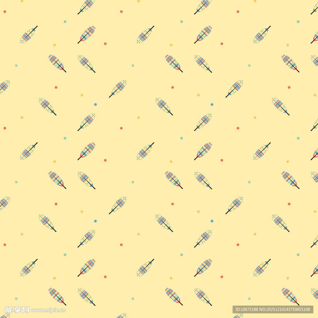黄色底蓝色图案无缝背景