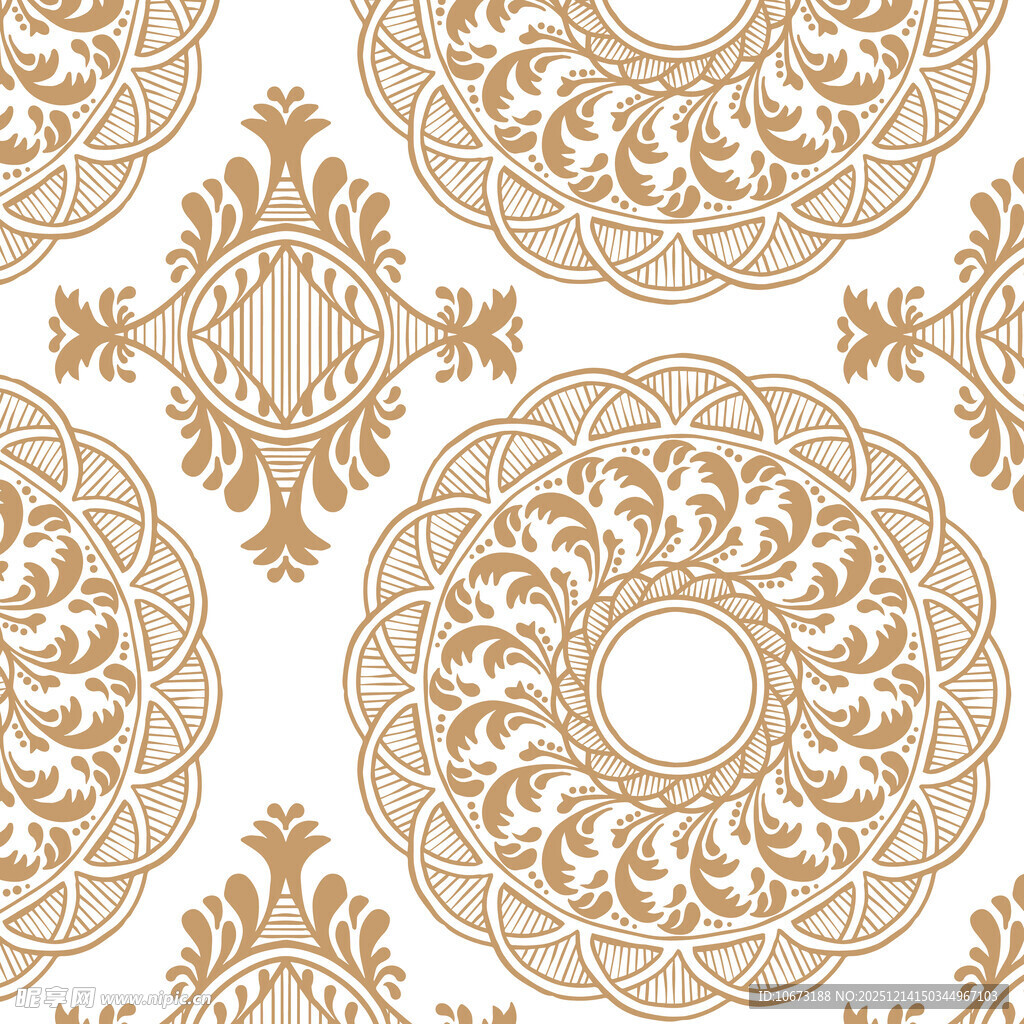 金色复古花纹无缝图案