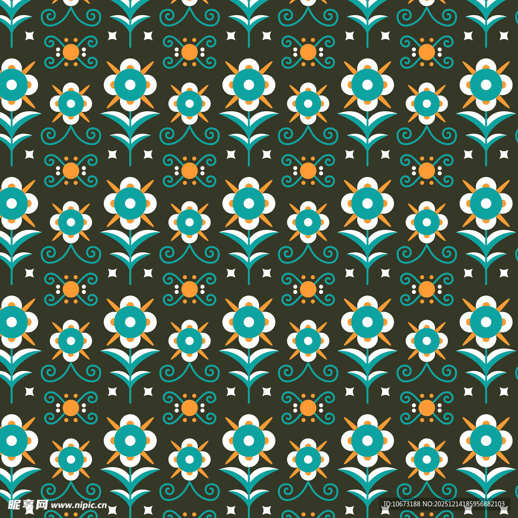 复古花卉无缝图案背景