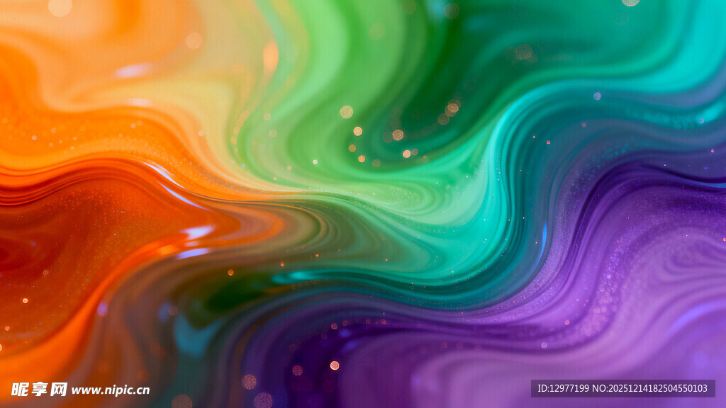 绚丽多彩流体波纹背景图