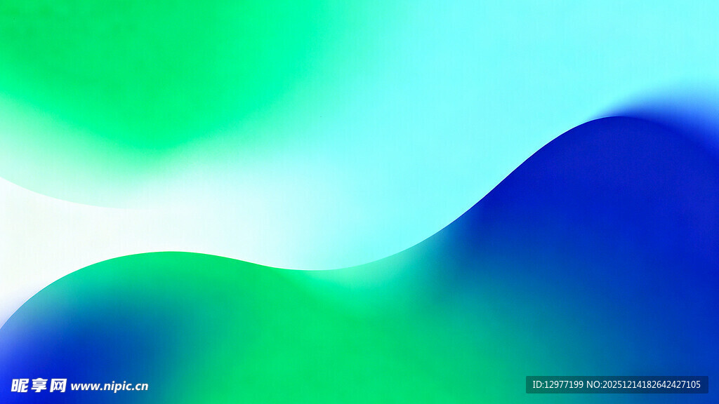 蓝绿渐变抽象波浪图案