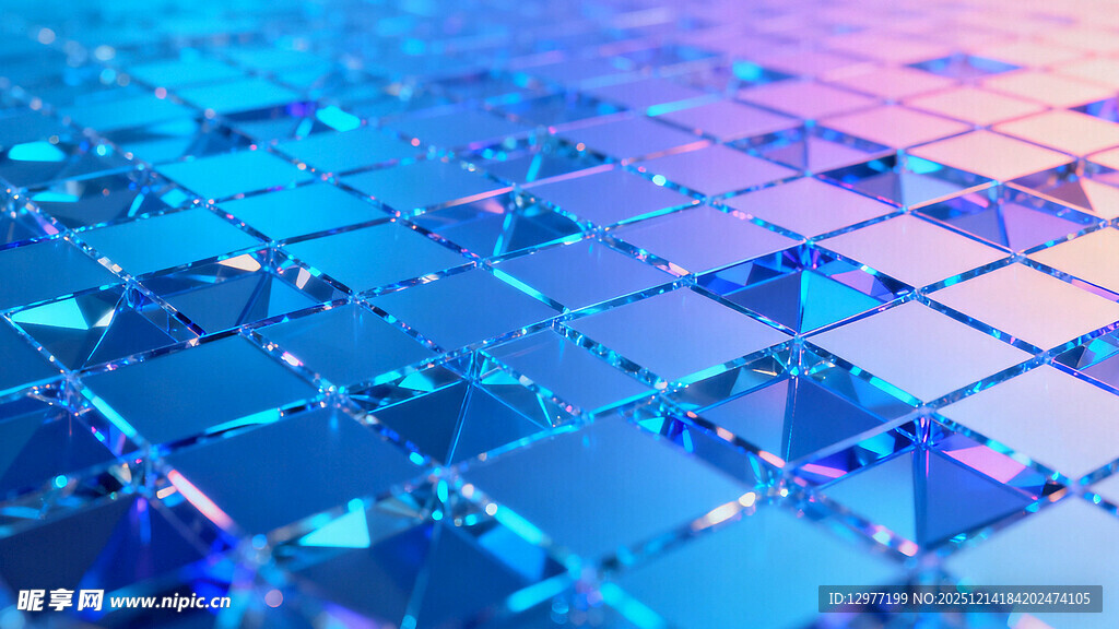 炫彩蓝色方块科技风背景