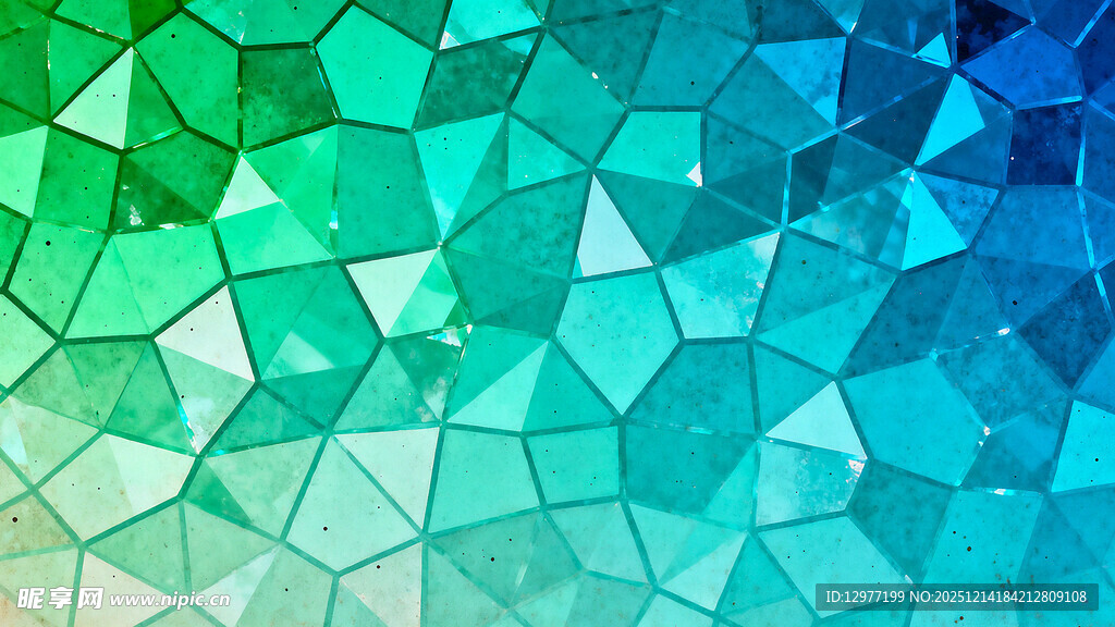 蓝绿渐变多边形马赛克背景