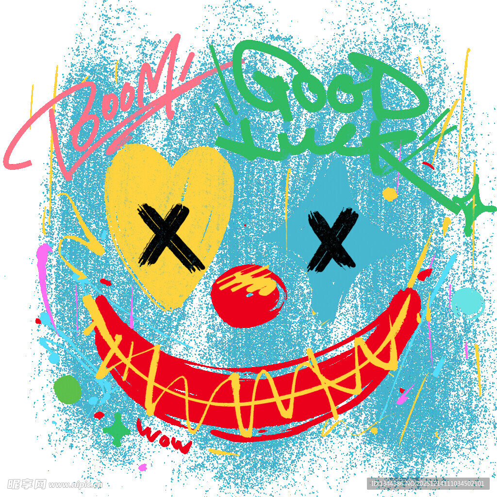 涂鸦风格笑脸艺术图案