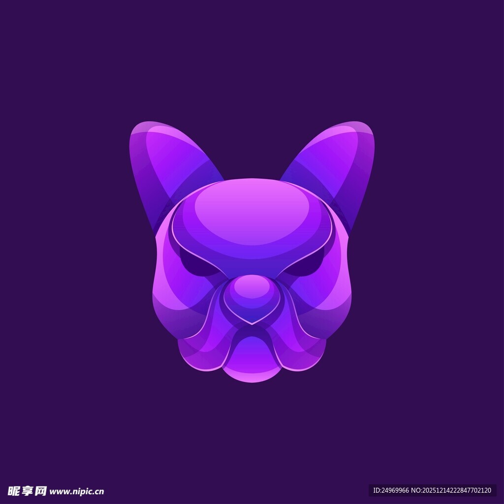 紫色立体萌态狗头形象