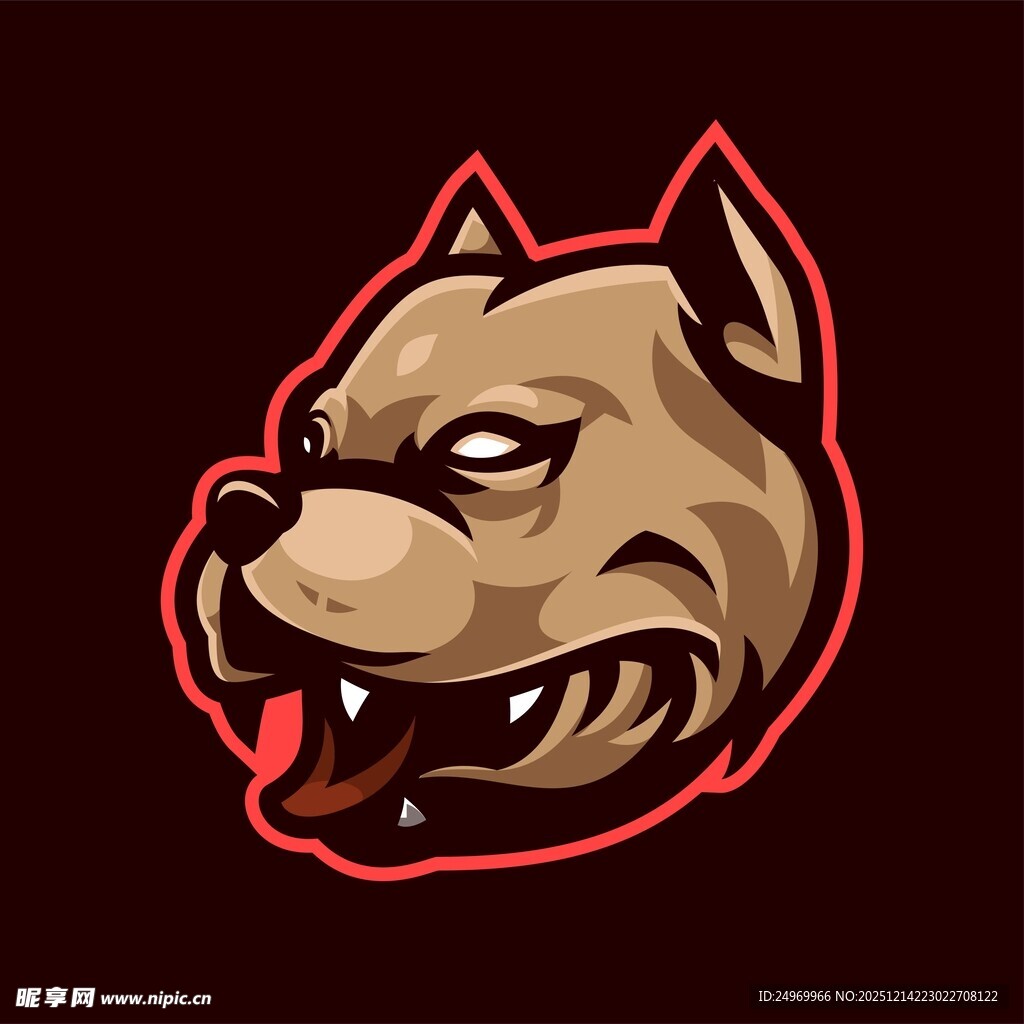 凶猛斗牛犬头像标志