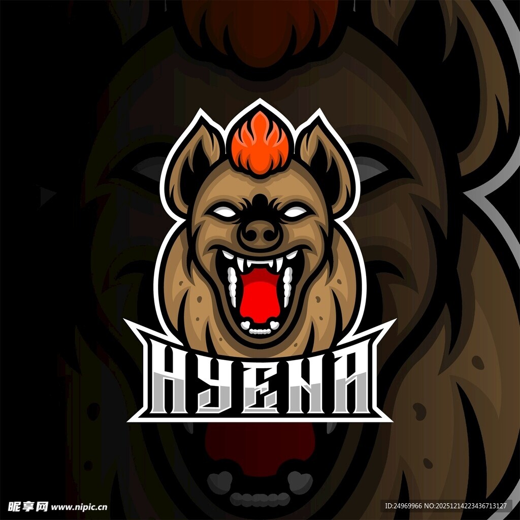 火焰鬃毛的H3N8狼头标志