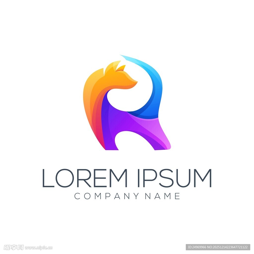 多彩抽象字母R标志设计