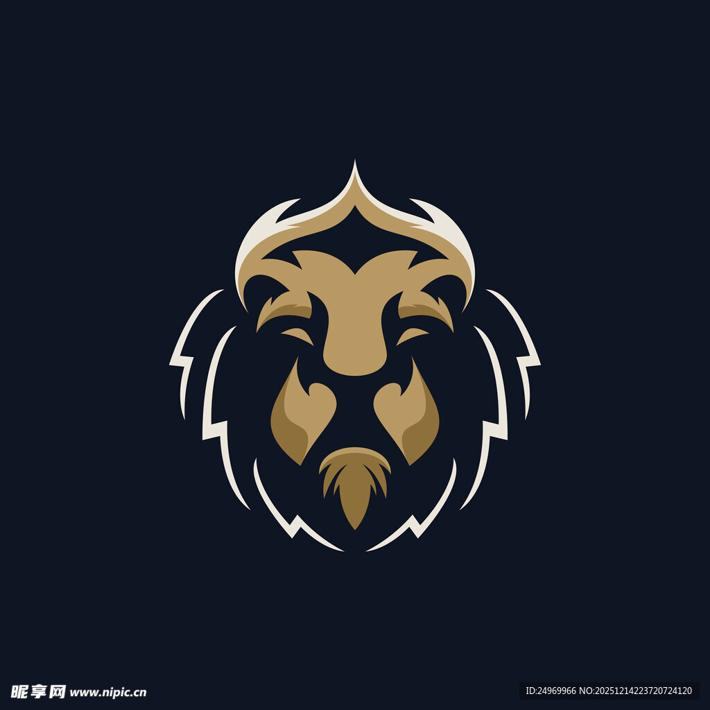 金色狮子头标志设计