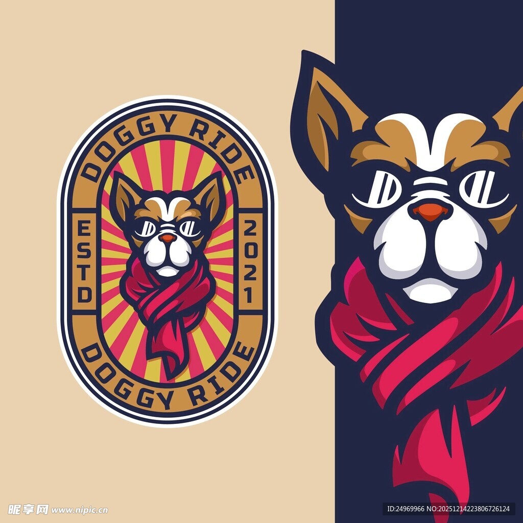 复古风格猫狗俱乐部标志