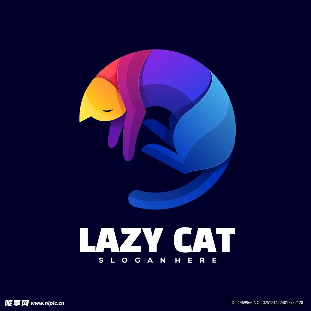 慵懒猫咪标志设计