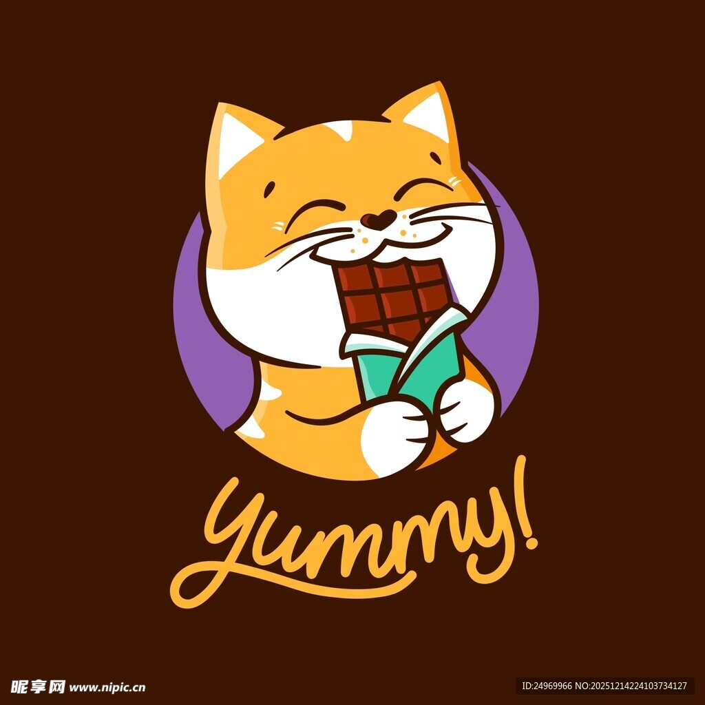 可爱猫咪享用美味巧克力