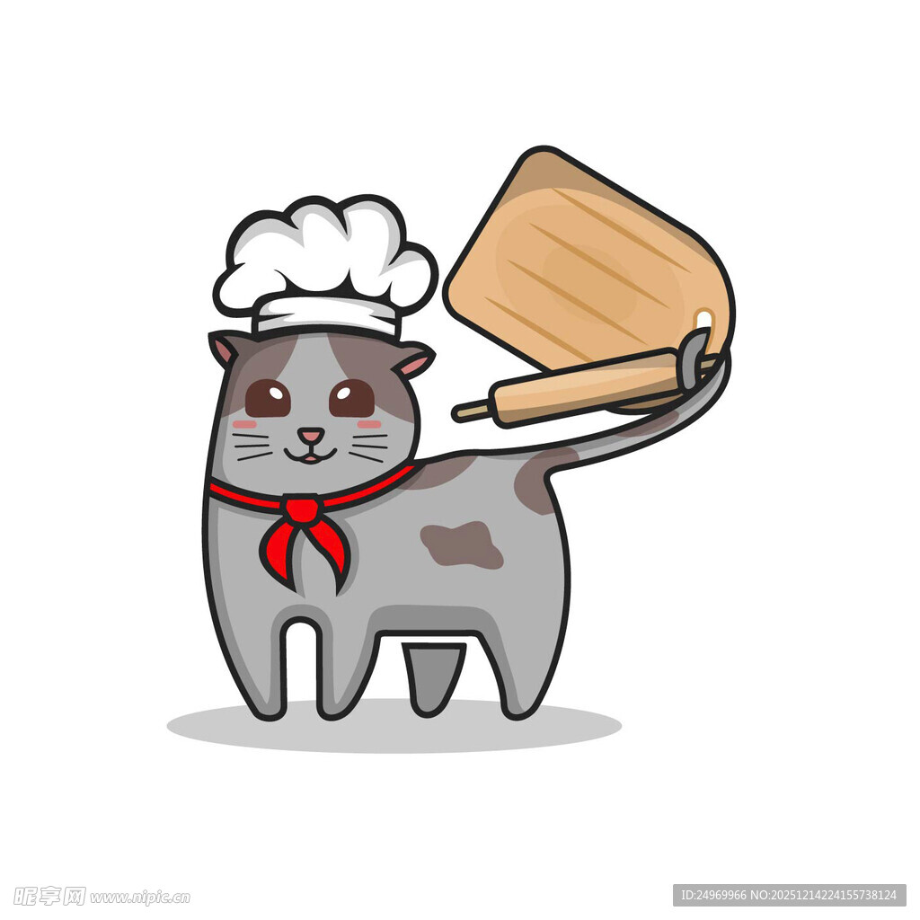 猫咪厨师手持披萨铲