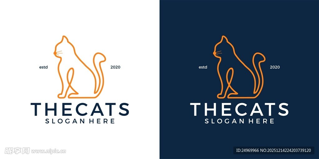 猫咪主题简约标志设计