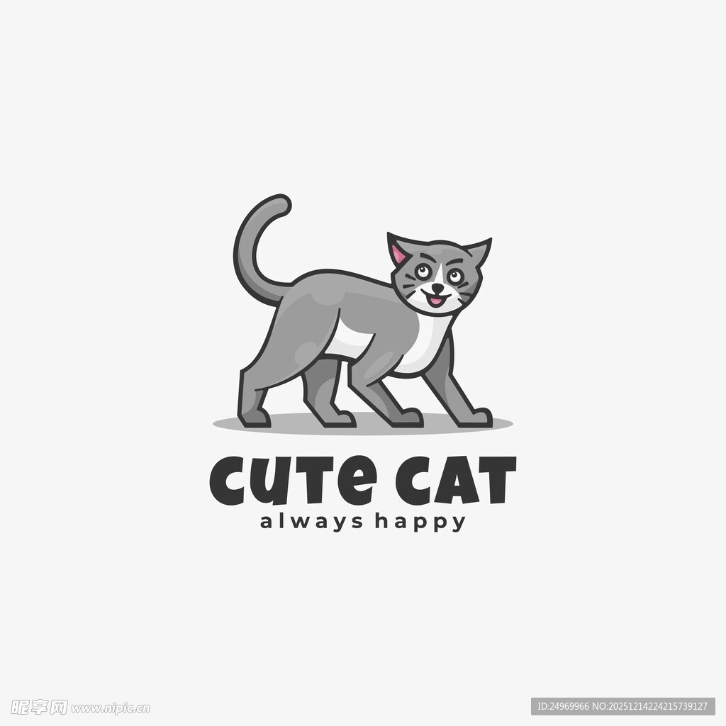 可爱猫咪简约标志设计