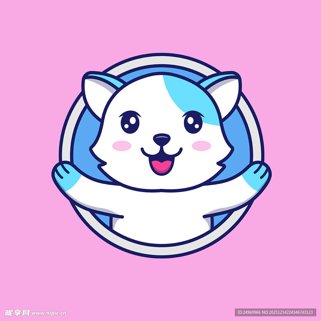 可爱蓝白卡通猫咪形象