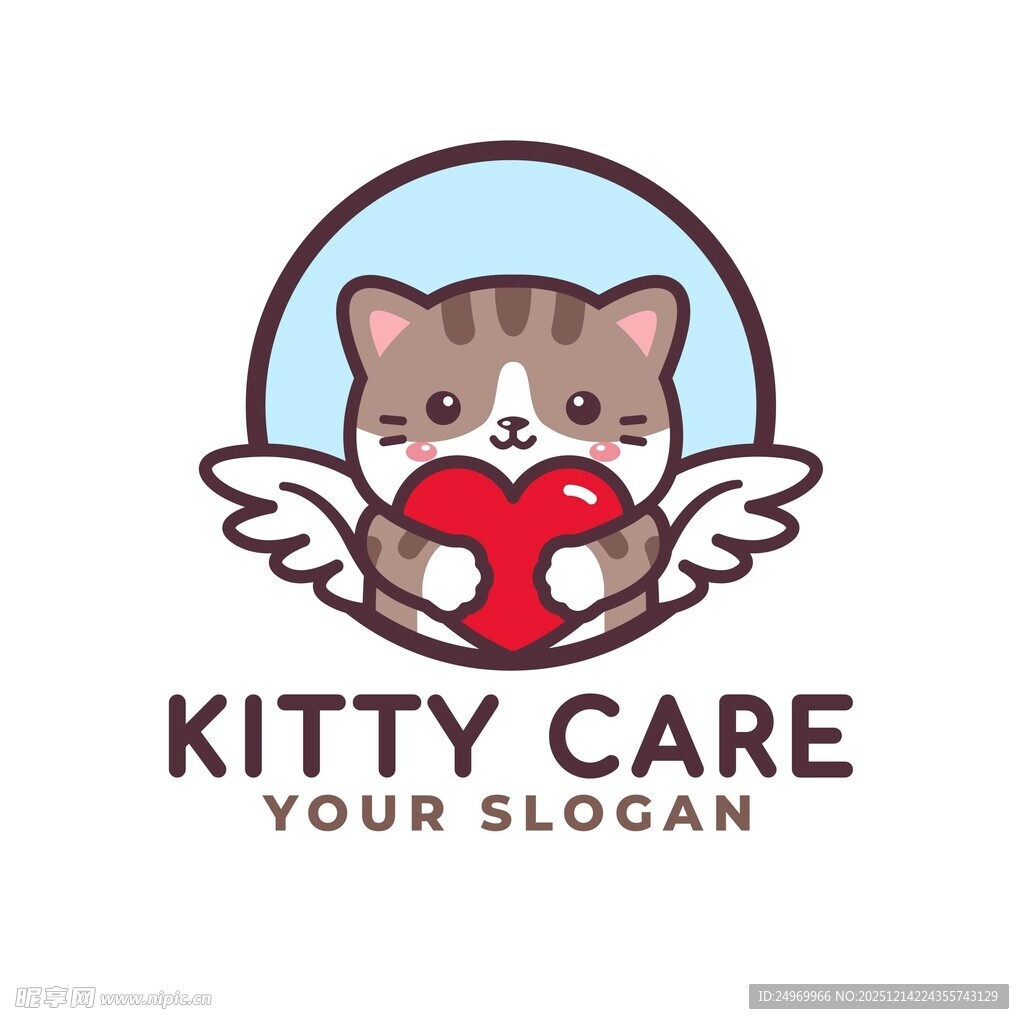 可爱猫咪爱心护理标志