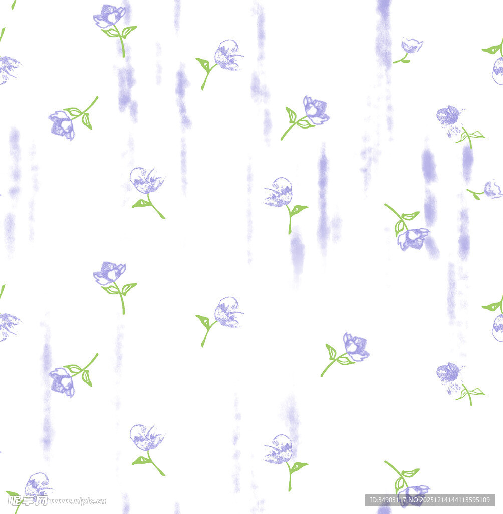 淡紫色花卉水彩