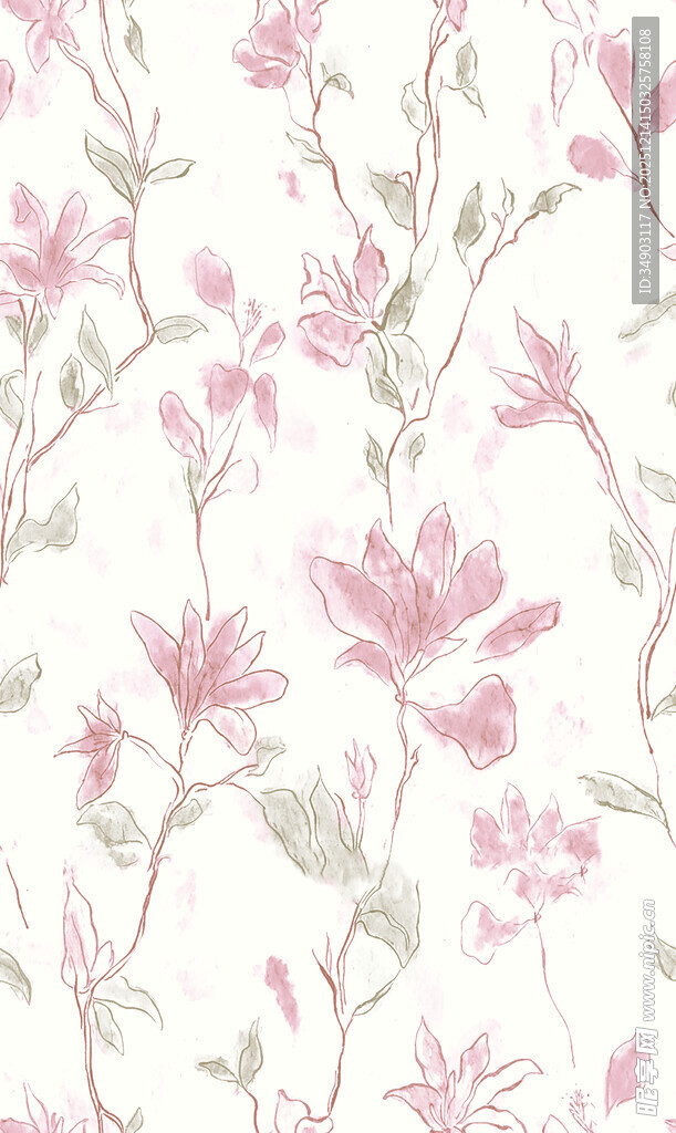 粉色花卉图案墙纸