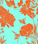 蓝底橙花花卉图案设计