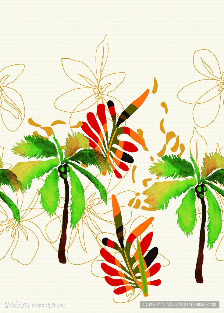 热带植物装饰图案