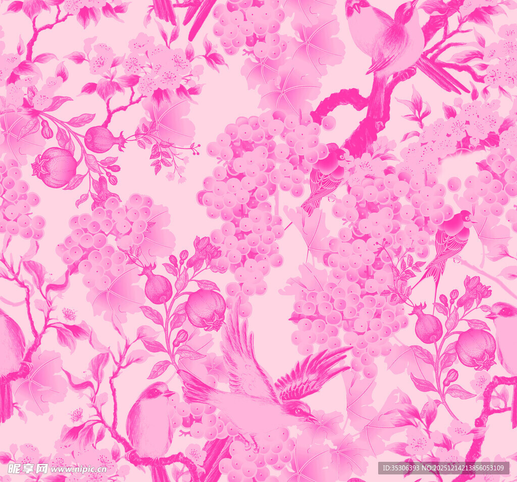 粉色花卉梦幻图案背景