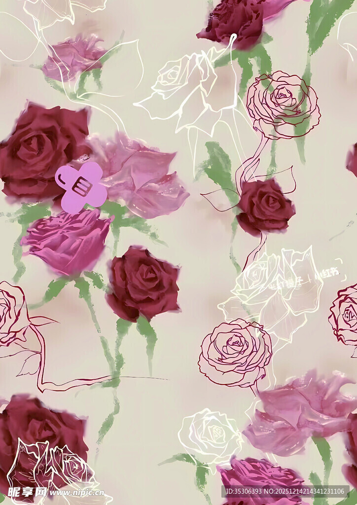 浪漫手绘花卉图案背景