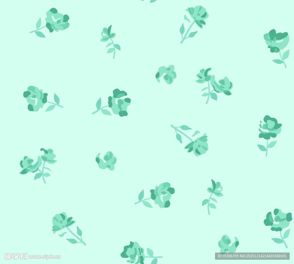 清新薄荷绿花卉图案背景