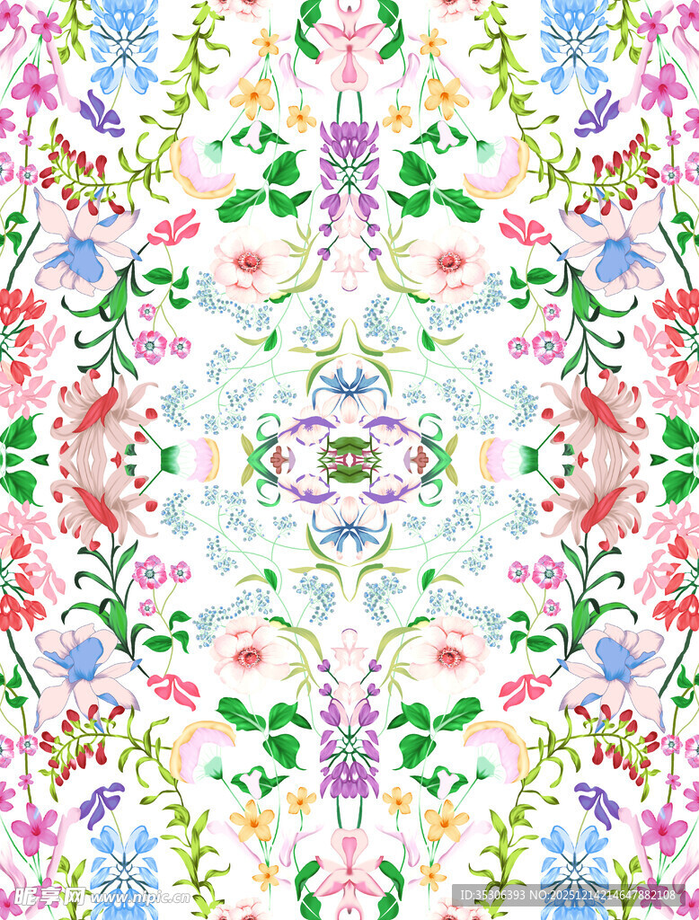 多彩花卉几何图案纹理