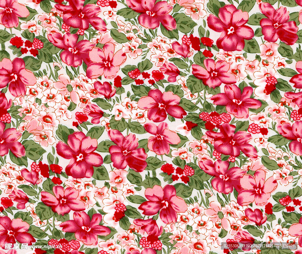 粉色花卉图案布料纹理