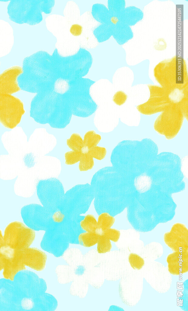 蓝黄花朵图案背景