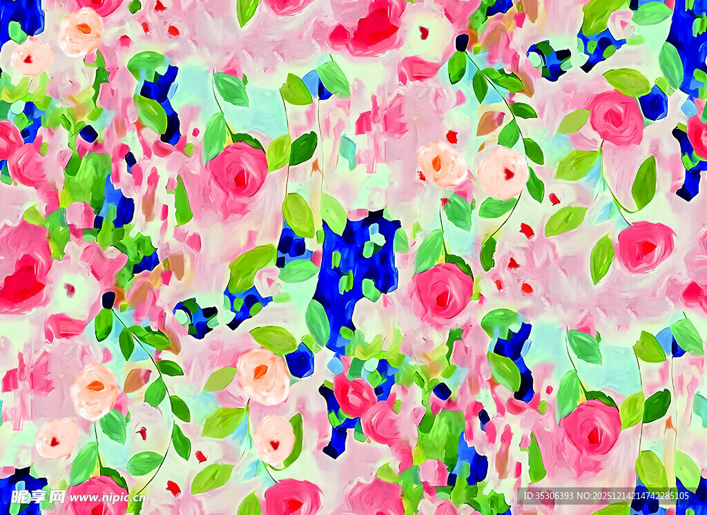 缤纷花卉水彩图案背景