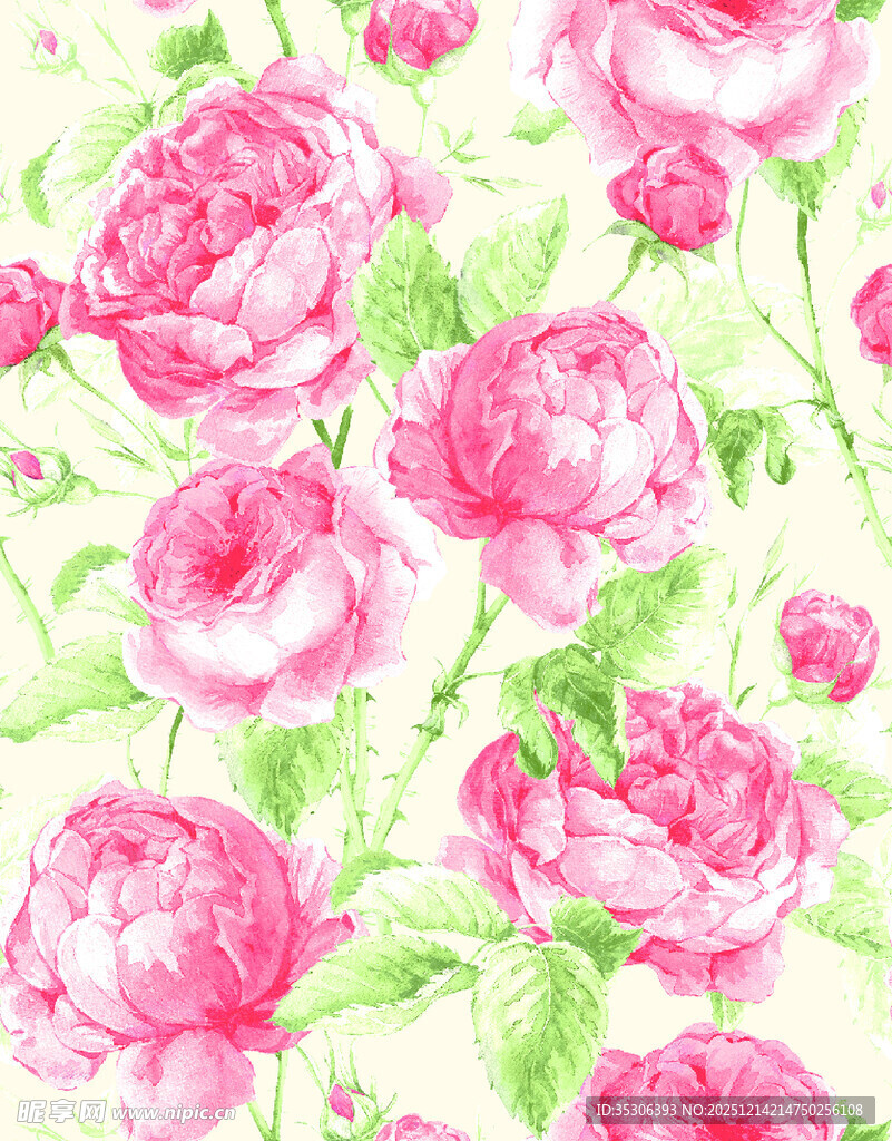 粉色花卉水彩图案背景