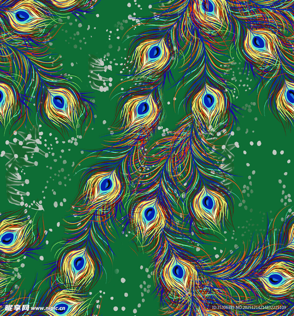 孔雀羽毛绿色花纹图案