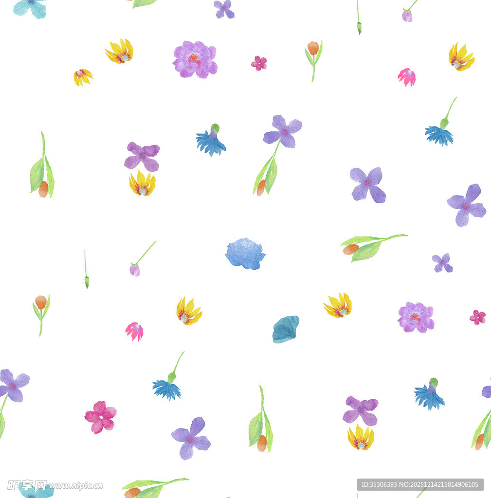 缤纷小花无缝图案背景