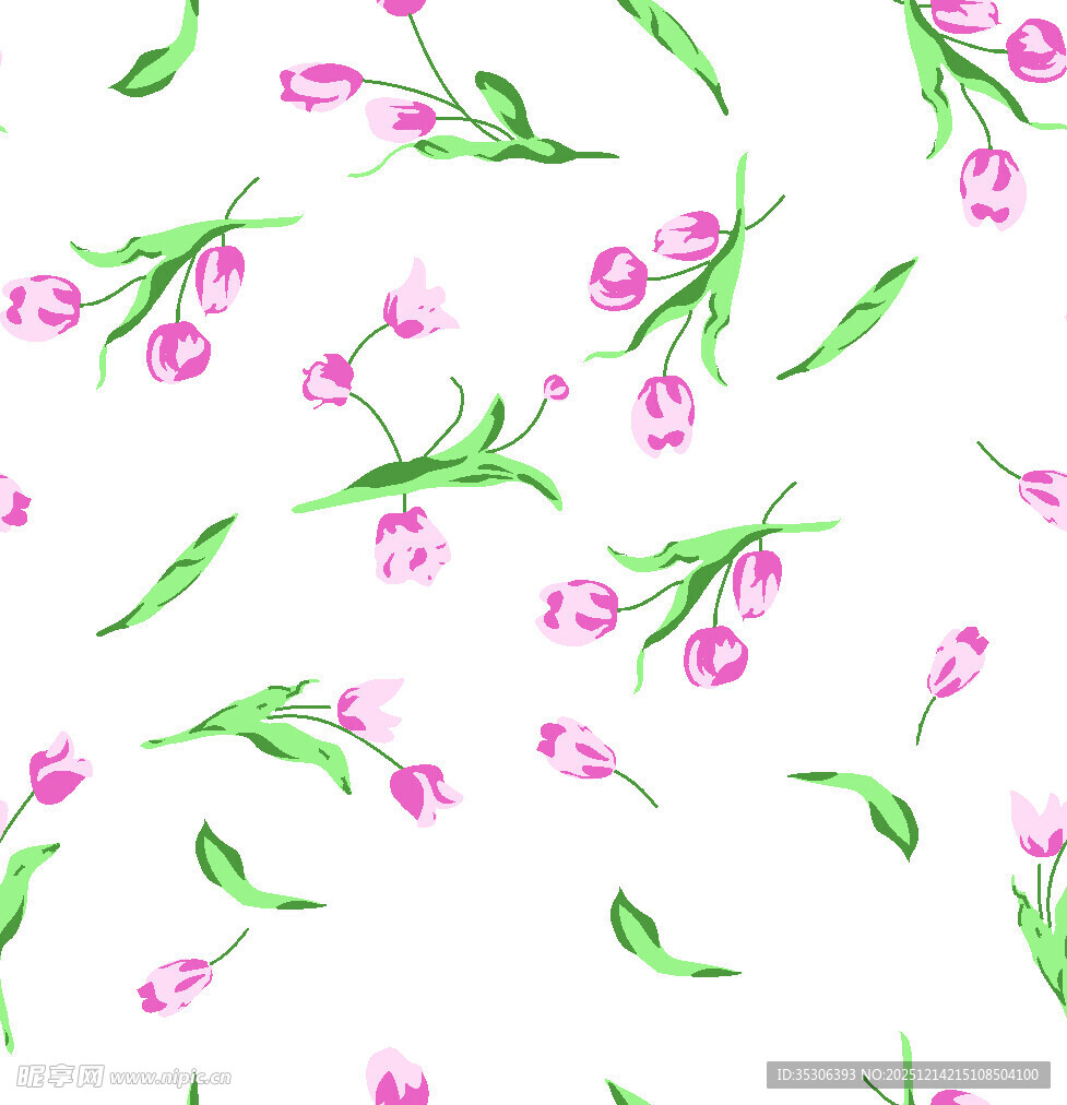 粉色花卉水彩无缝图案