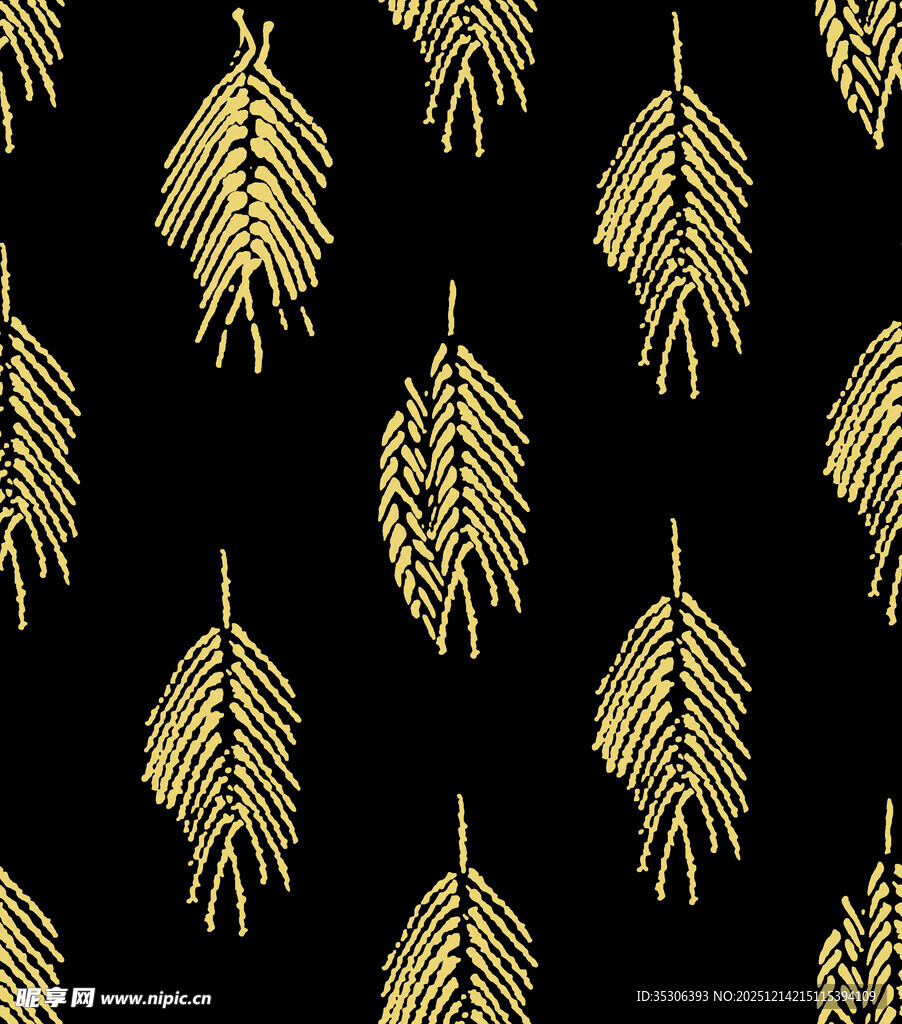 黑金羽毛图案布料纹理
