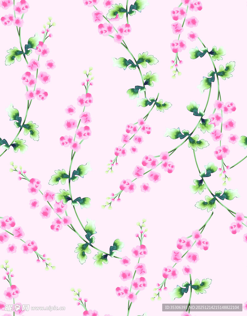 粉色花卉图案无缝背景