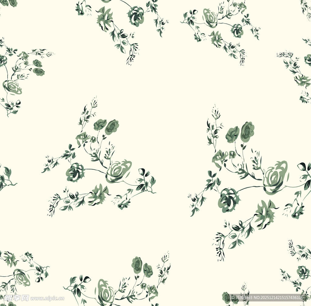 清新绿植花卉图案背景