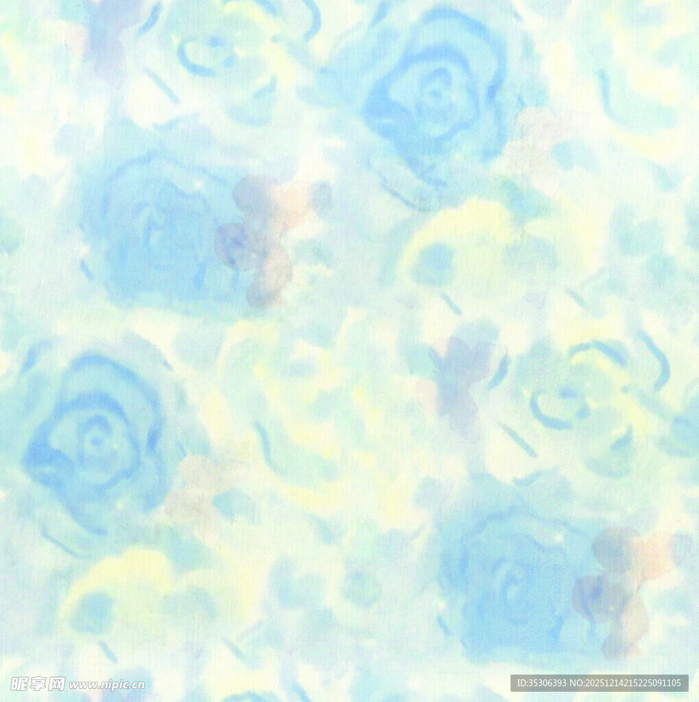 梦幻蓝调花卉水彩背景图